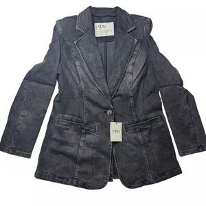 Women’s LNDN Landon Denim Blazer Black Organic Cotton Stretchy Sz S NWT